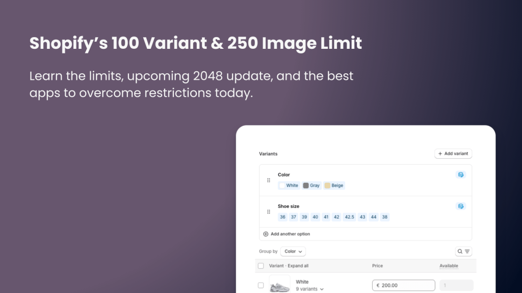 Overcoming Shopify’s 100 Variant & 250 Image Limit (2025 Guide) white