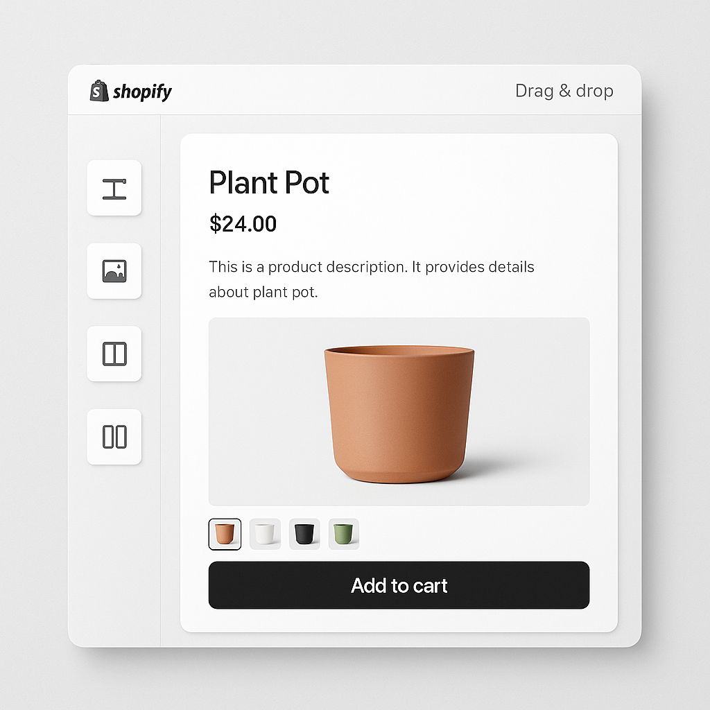 EComposer page builder with variant image swatches