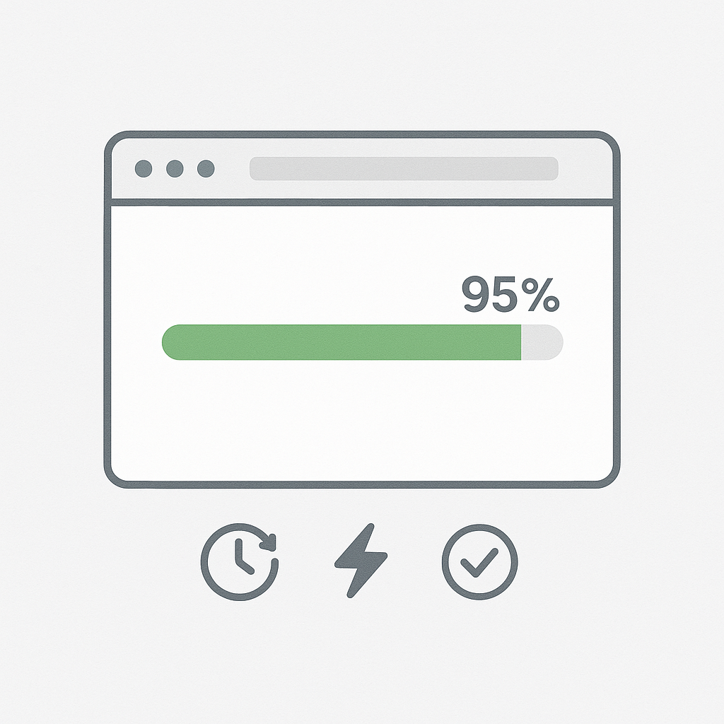 Website-Geschwindigkeit Dashboard mit Ladefortschritt