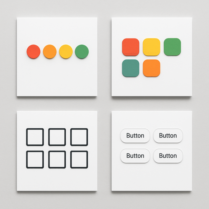 Vier verschiedene Farbfeld-Stile