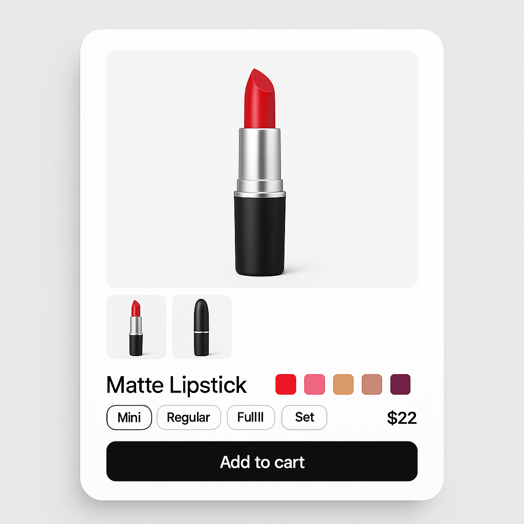 How to show different swatch types for different options: images for Color, pills for Size