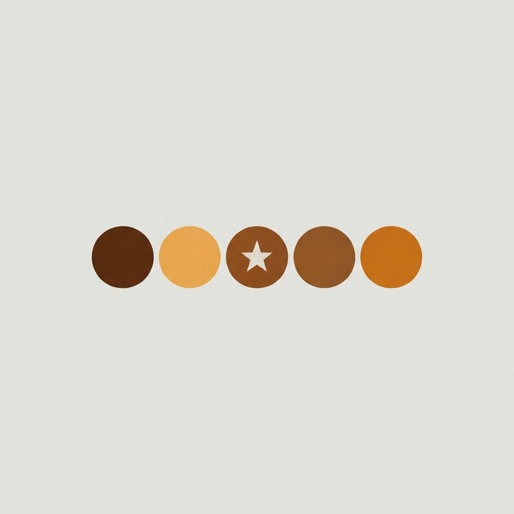 round color swatches in a row with a star