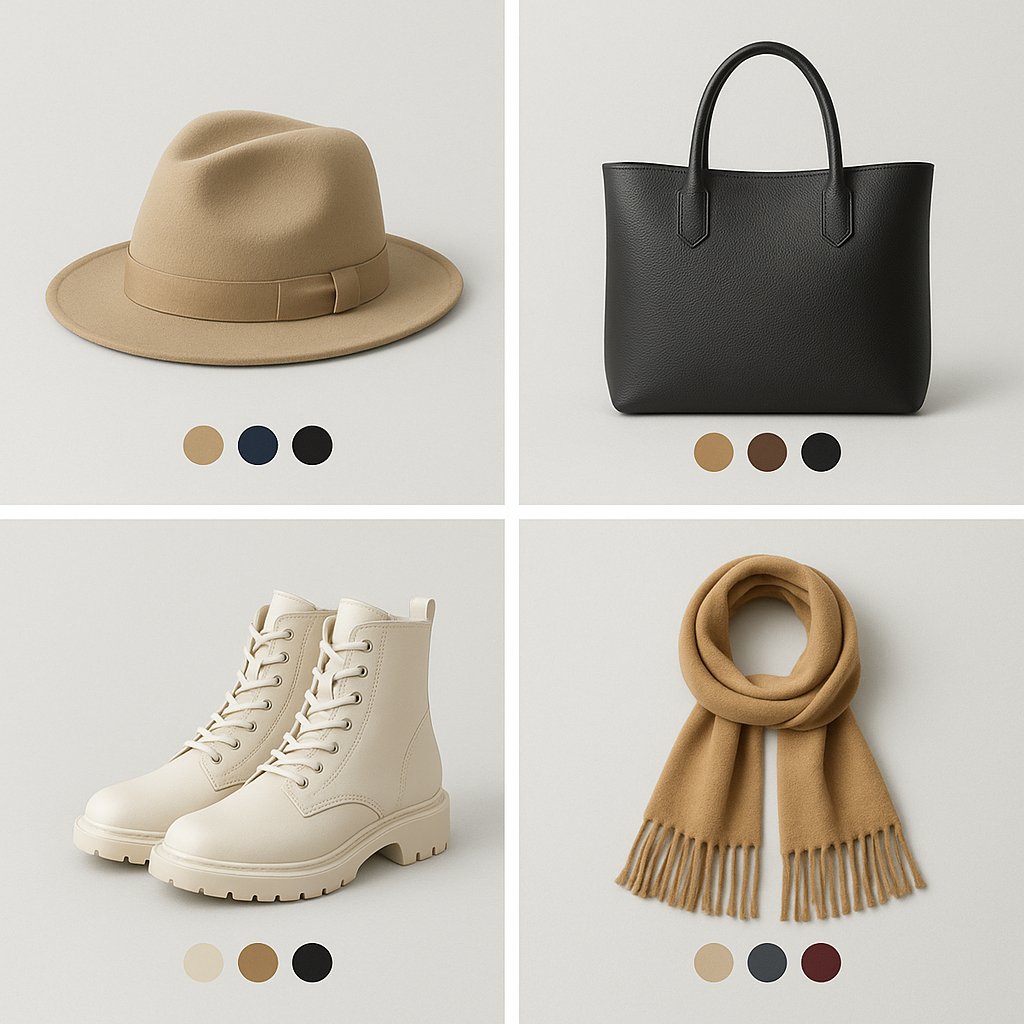 Kollektionsseite mit Produktkarten und Farbfeldern