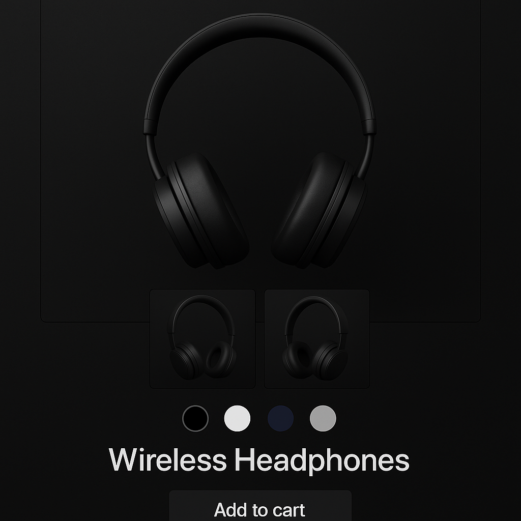 Impact theme product page with headphone variant swatches
