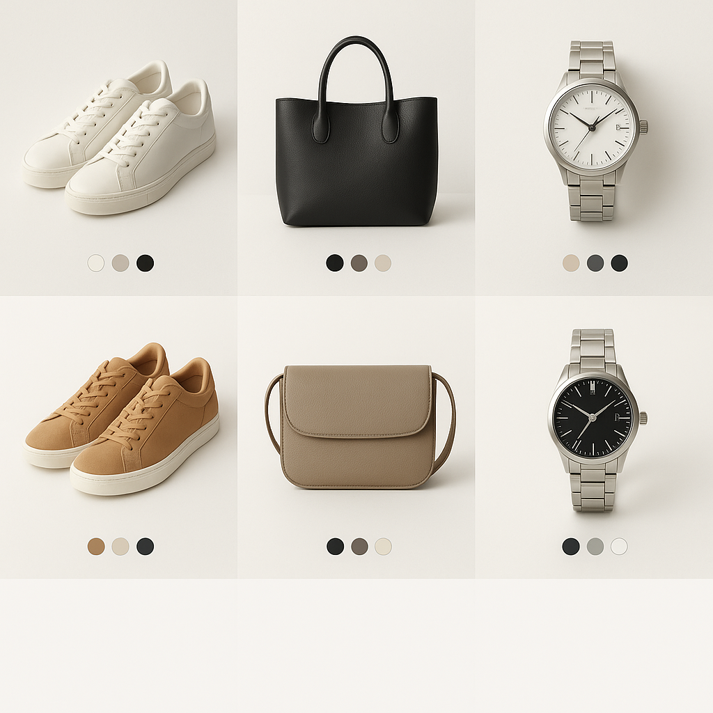 Page collection avec nuanciers sur cartes produit