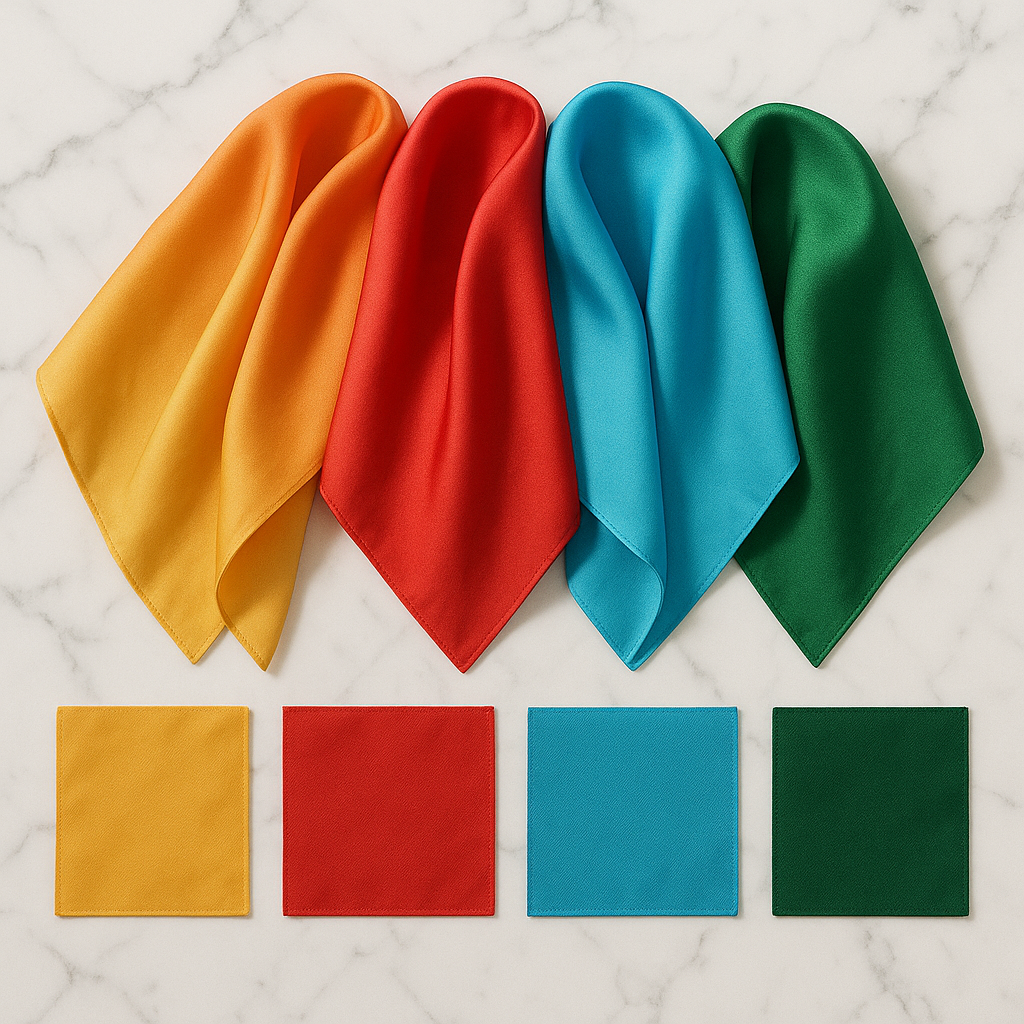 Bunte Schals mit passenden Farbmuster-Karten