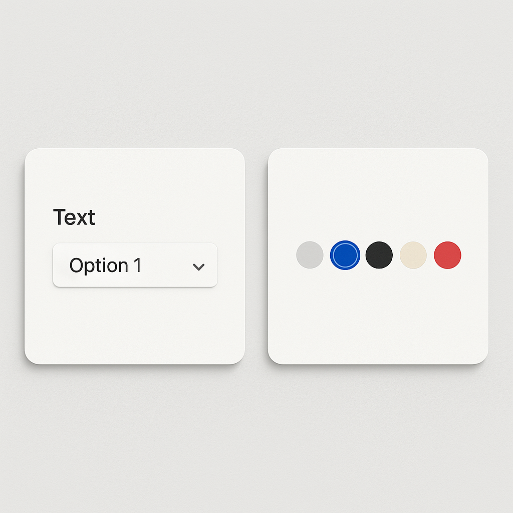 Farbfelder vs Dropdown Vergleich