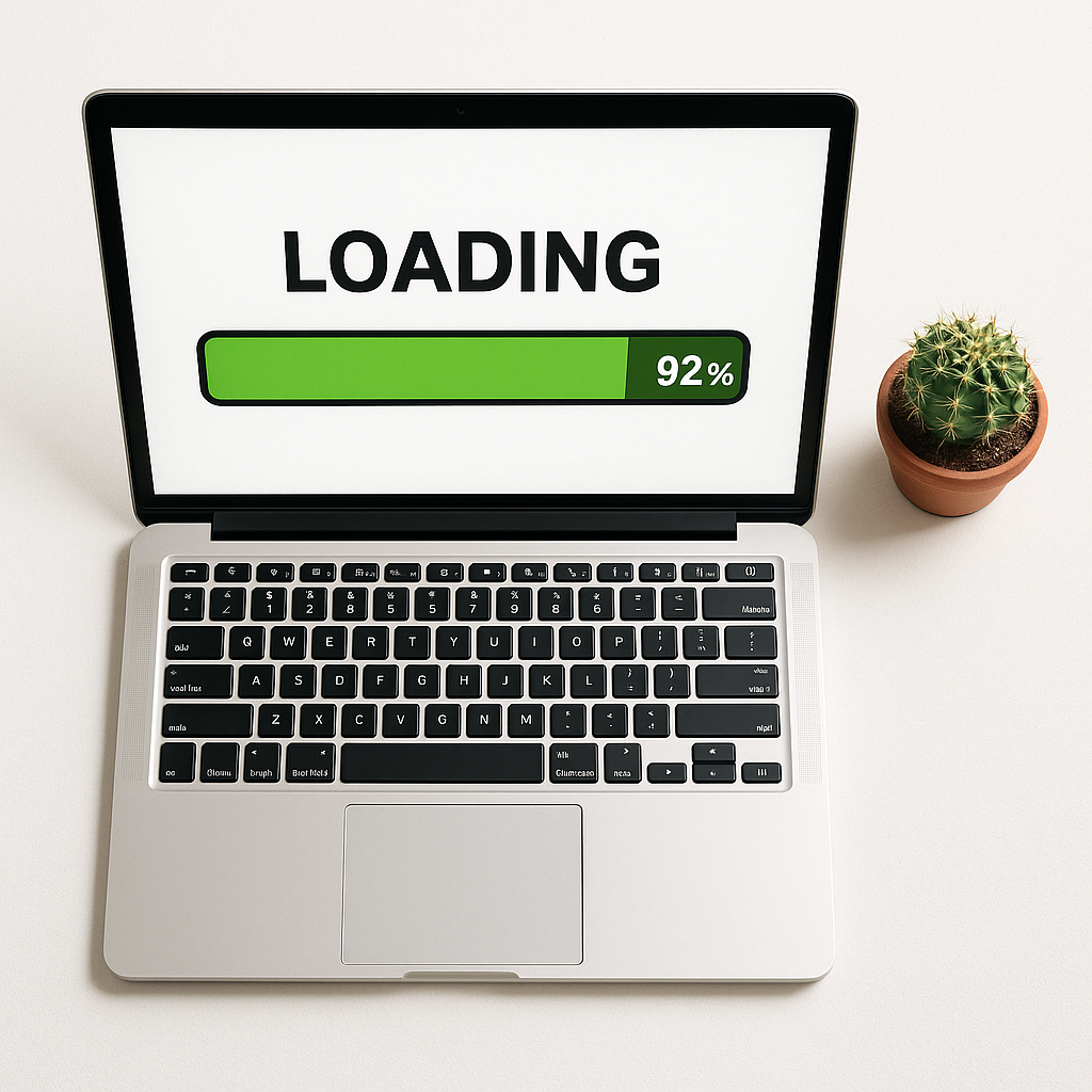 Laptop mit Ladefortschritt