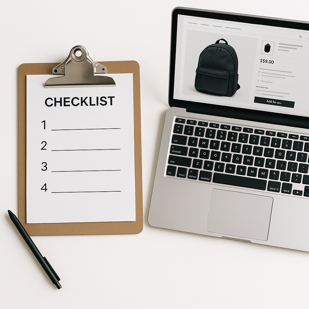 Checklist met laptop productpagina