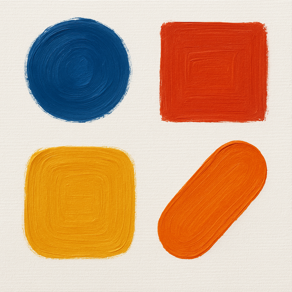 Vier verfstreken in verschillende vormen