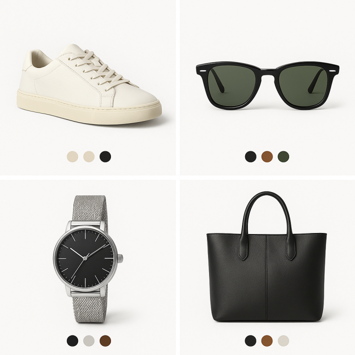 Collectiepagina met productkaarten en kleurstalen