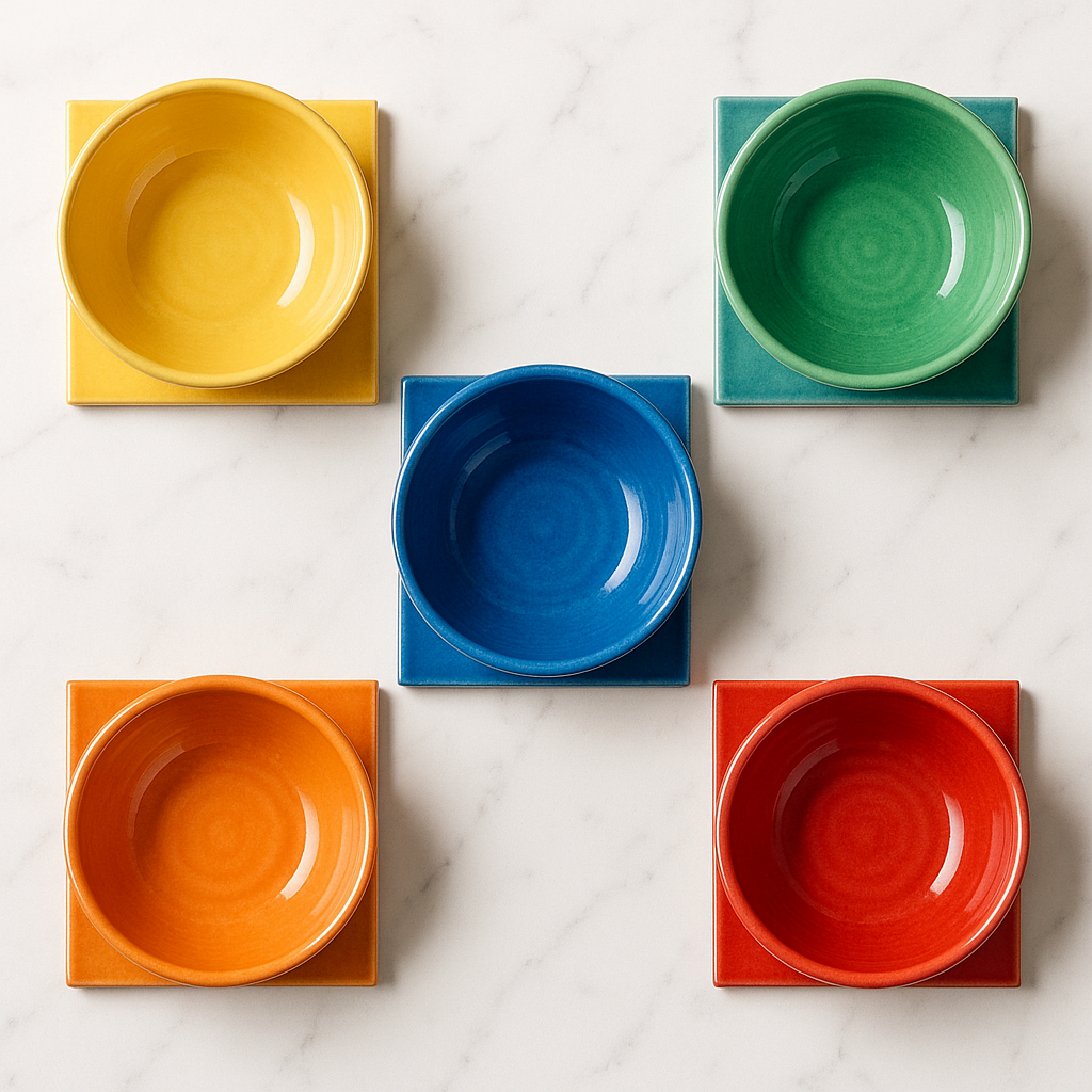 Seramik kaseler farklı renklerde