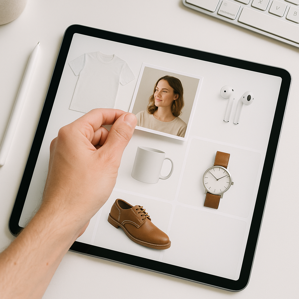 Tablet ekranında ürün resimleri düzenleme