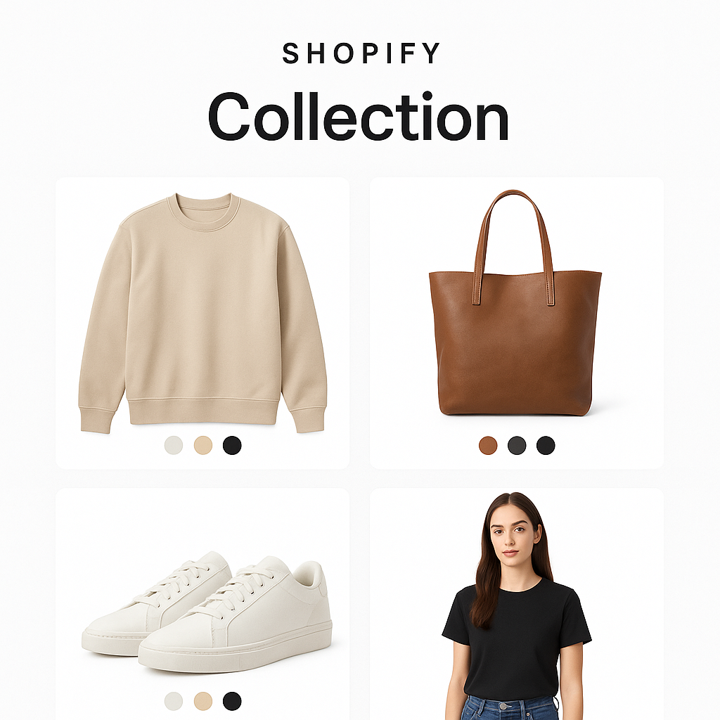 Koleksiyon sayfası ürün kartları ve renk noktaları