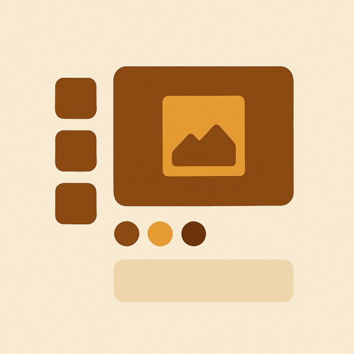 a clean product page builder mockup with variant swatches and gallery thumbnails