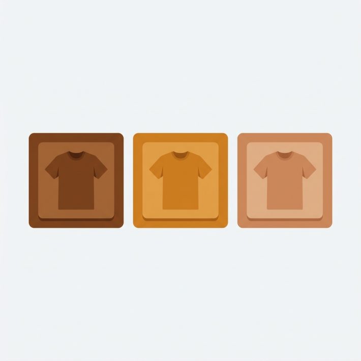 print on demand shirt mockups in several colors, each variant card showing its matching mockup